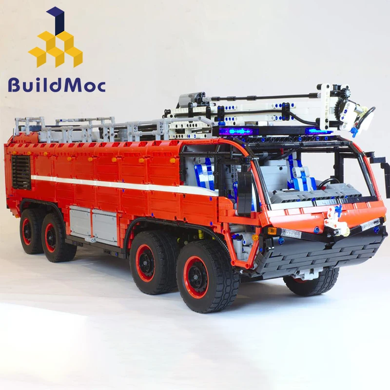 MOC-4446 Technic серии пожаротушения аэропорта крах тендер Строительные блоки Кран город Кирпичи игрушки для детей рождественские подарки