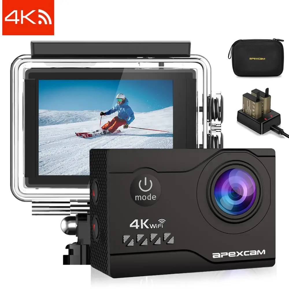 Apexcam M80 воздушная Экшн камера 4K 30fps 20MP EIS внешний микрофон WiFi Водонепроницаемая 170 °