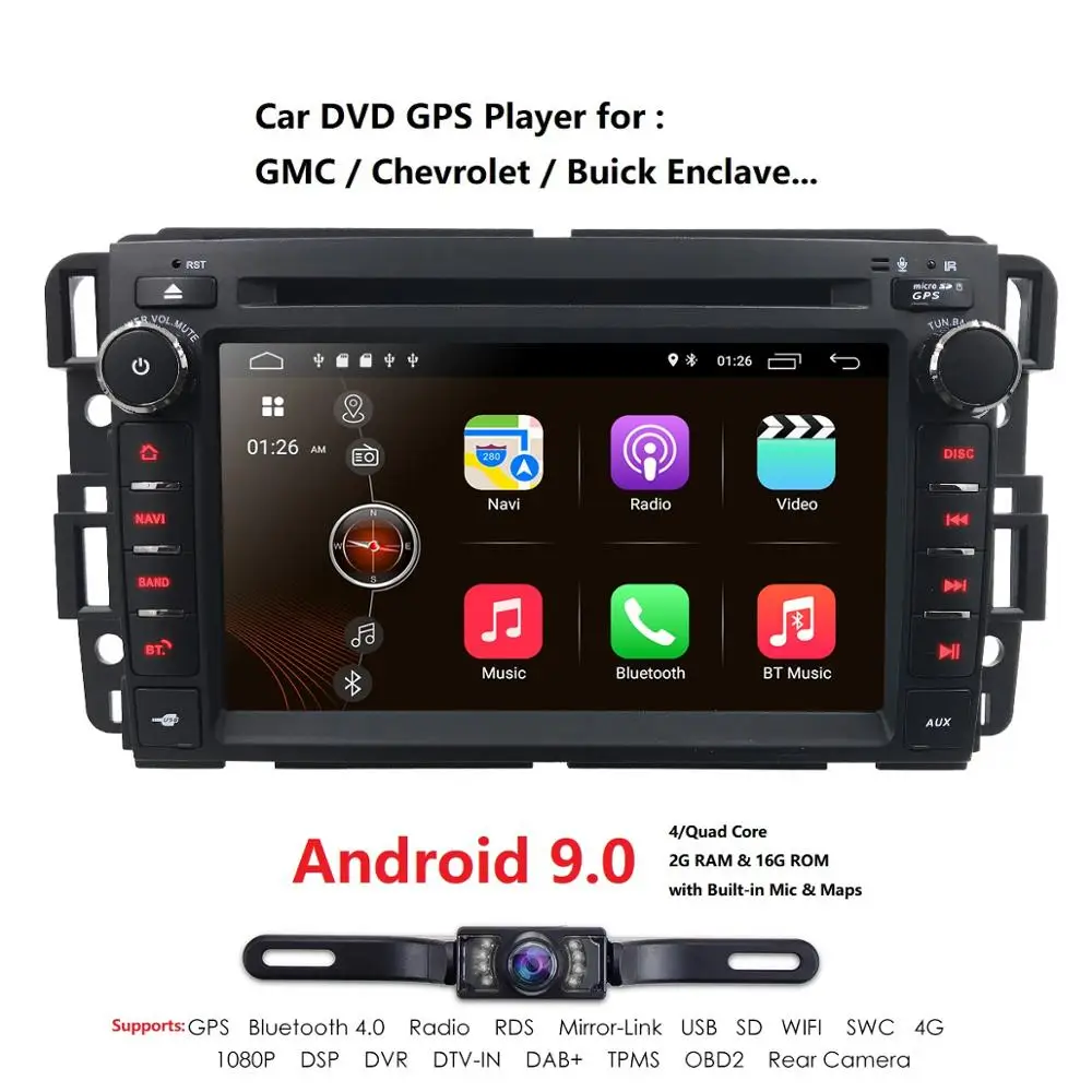 Best Hizpo 7Inch 2 Din IPS Car DVD Player For GMC Chevrolet Buick SAVANA 2008 2009 SIERRA 2007 2008 2009 2010 2011 Bluetooth SWC TPMS 1