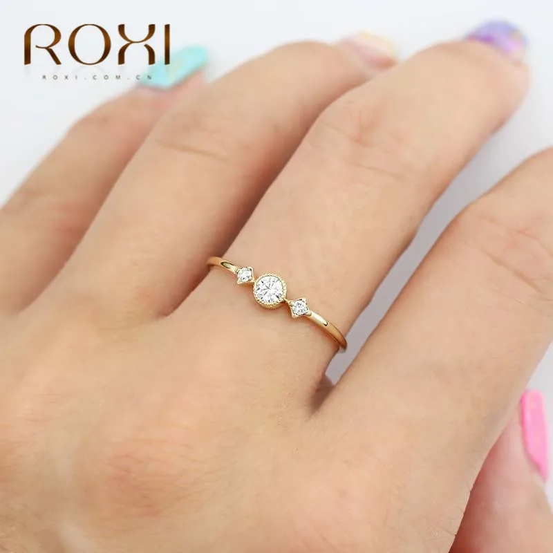 ROXI новое кольцо с кристаллами для женщин AAA белое кольцо с кубическим цирконием изящные свадебные украшения женские тонкие обручальные кольца