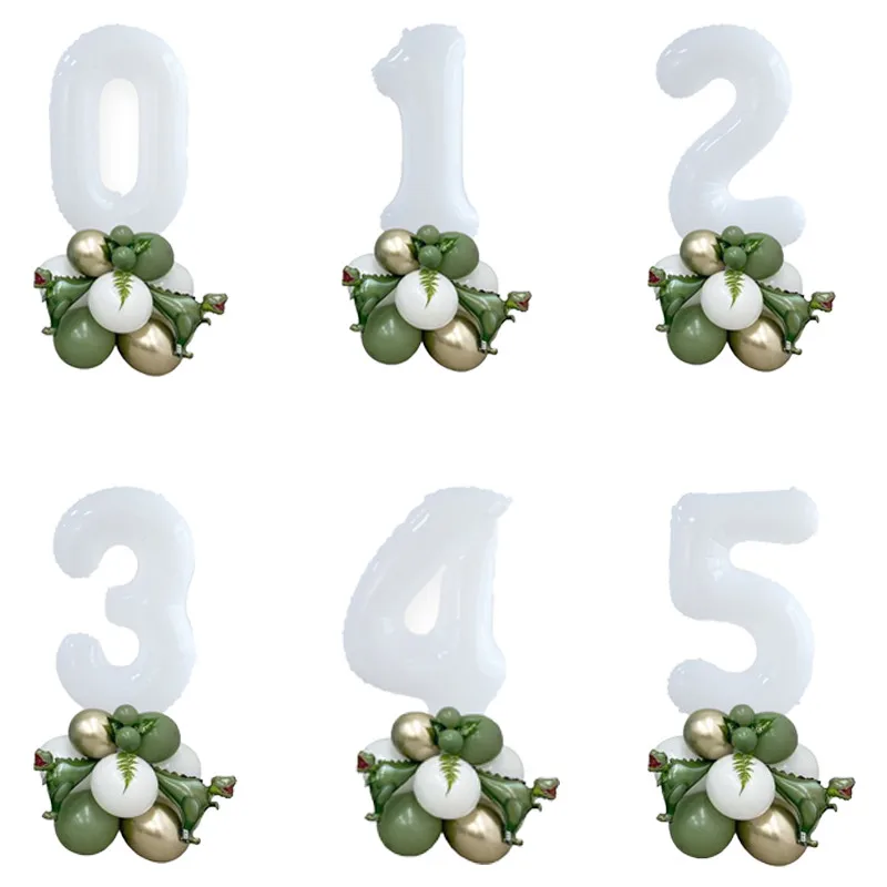 15pcs/Lot 30inch Foil Balloons Avocado Green Gold Ball Mini Horned Dragon Birthday Boy Jungle Forest Party Decoration Supplies | Дом и сад