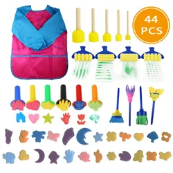 44pcs Sponge Painting Brushes Kit Mini DIY Painting Kits Early Learning Kids Drawing Shapes Brushes Paint Set Child Play Gift