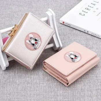 

New Multi-card Women Wallet Rabbit Cloth Stickers Change Folder Japanese Kawaii Girl Short Multi-function Coin Purse Card Sets