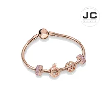 JC модный шарм из стерлингового серебра 925 пробы DIY браслет Корона из розового золота амулеты, мужской женский браслет Женские аксессуары ювелирное изделие подарок