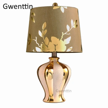 

Modern Ceramic Gold Table Lamps Led Stand Desk Light for Bedroom Bedside Study Lamp Home Loft Decor Nordic Luminaire Fixtures