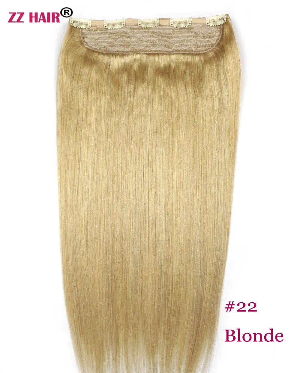 ZZHAIR 100 г-200 г 1"-28" Искусственные волосы одинаковой направленности волос один кусок набор 5 зажимов в человеческие волосы для наращивания 1 шт Натуральные Прямые - Цвет: #22