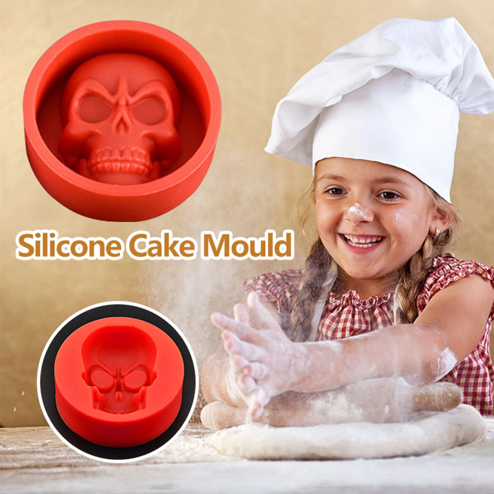 Mini 3D Skull Cake Mold Silicone DIY Chocolate Candy Molds Halloween Party Cake Decoration Mold Pastry Baking Decoration Tools