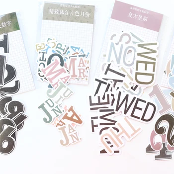 

Domikee classic vintage multi decorative adhesive paper stickers set stationery:English words,number,monthly weekly daily time