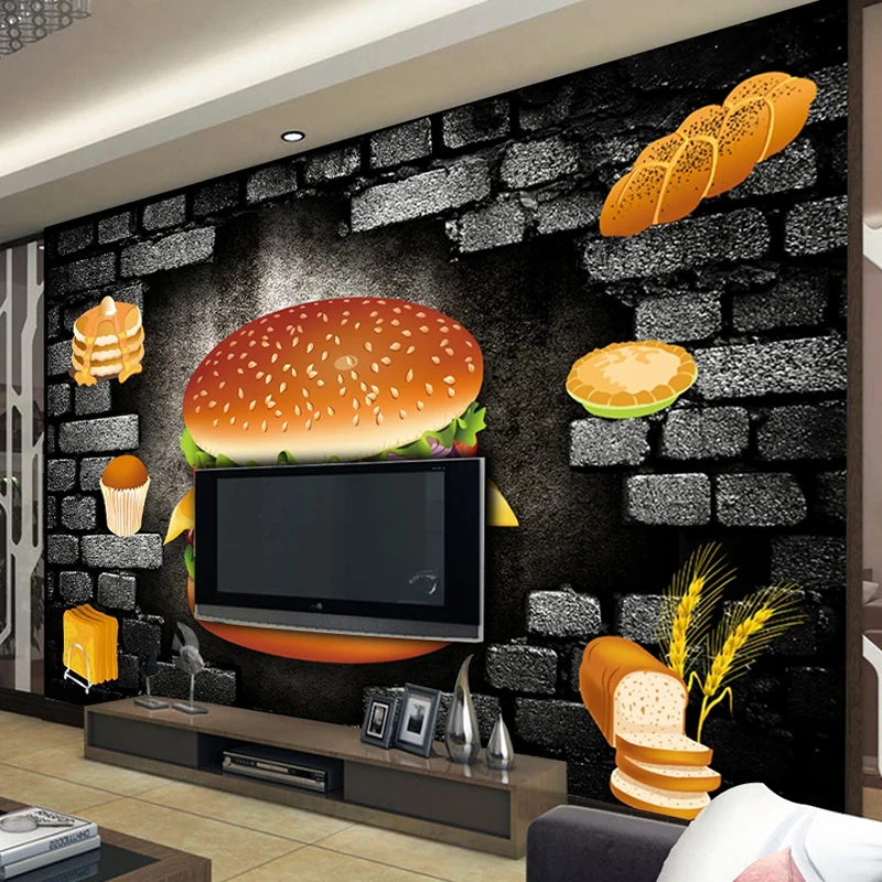 Sticker Mural 3D Amovible Hamburger Décoration Murale Plancher