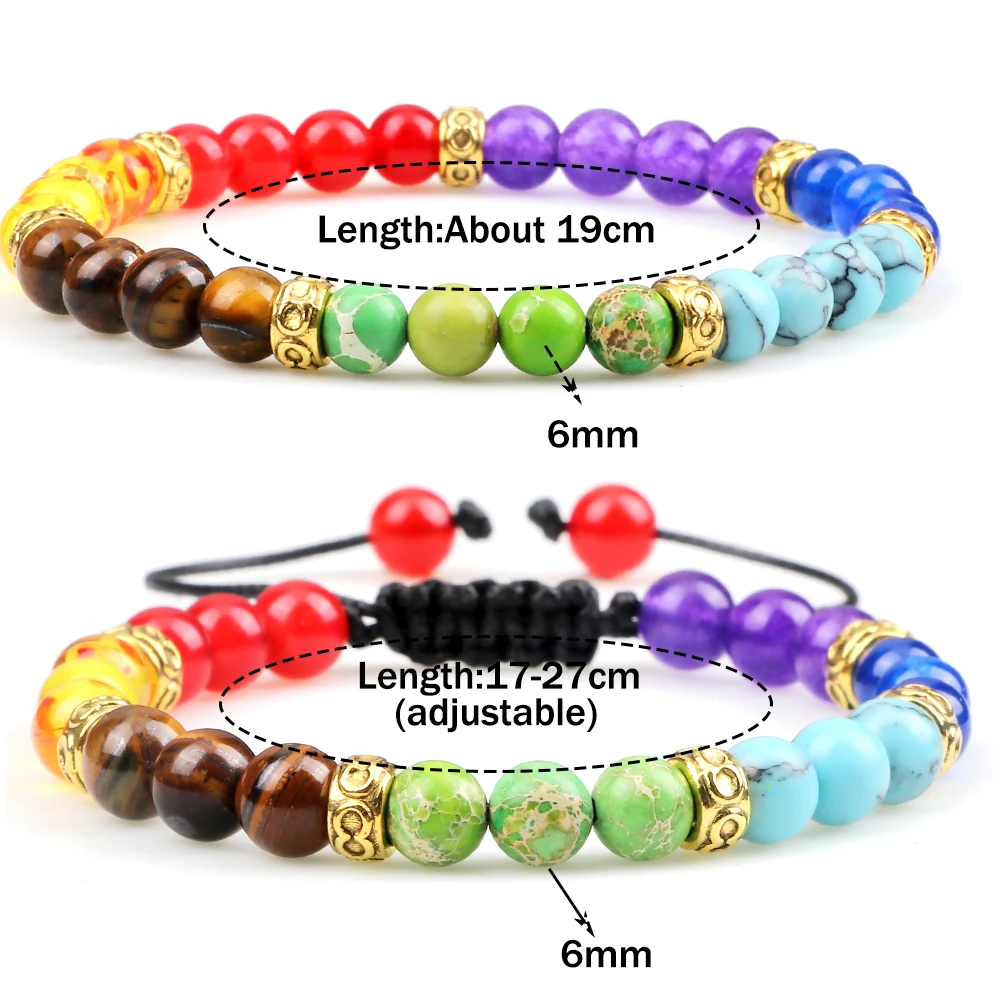 Iwobi Braccialetto Chakra Con Pietre Vere, 4 Braccialetti Con Pietra Naturale Chakra, Pietra - Foto 7