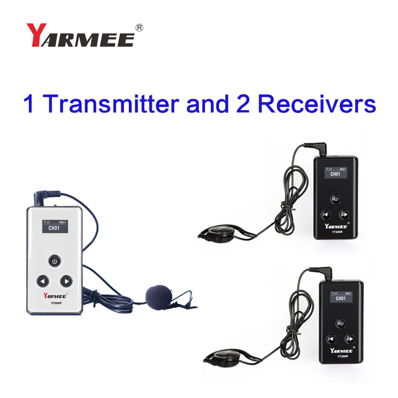 YARMEE Wireless Tour Guide System Portable Transmitter + 15 Radio Receiver With Microphone Earphone For Travelling Umrah Hajj 