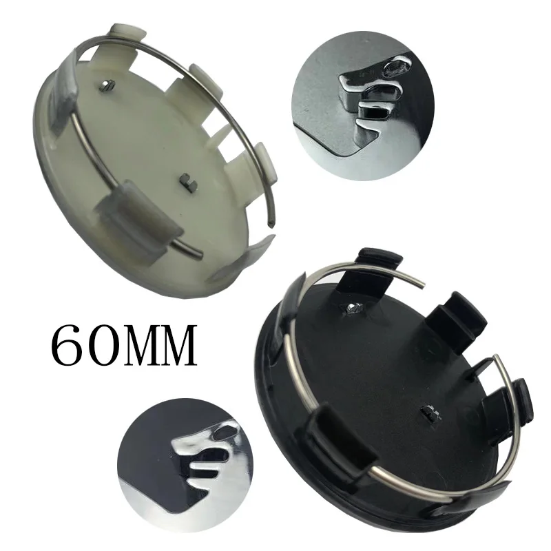 4 unids/set 60MM negro/plata para tapacubos centrales de coche centros cubre emblema para Peugeot emblema insignia 206, 207, 307, 308, 301, 407, 408, 508