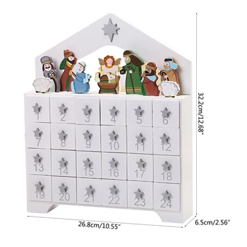 

Wooden Advent Calendar Countdown Christmas Party Decoration Mini 24 Pull Out Drawers Ornament New Year Decor