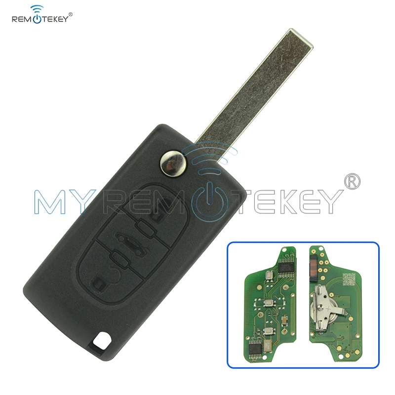 

Remtekey CE0523 Flip remote car key 3 button for Peugeot key for Citroen key ASK 433 mhz ID46 - PCF7941 HU83