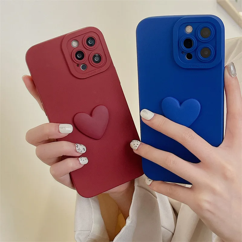 Luxury 3d Love Heart Soft Silicone Matte Phone Case For Xiaomi Redmi