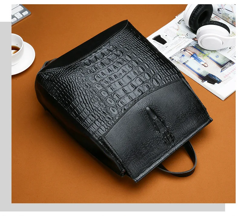 Crocodile leather luxury Designer backpack Bag Women anti theft Rucksack Female Famous Brand Small Vintage Shoulder Bags Travel Back Pack (4)