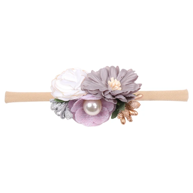Fashion Florals Flower Headband Newborn Baby Elastic Princess Hairbands Child Kids Pearl Fresh Style Cute Headwear Gifts 30
