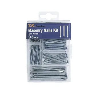 

T.K. Excellent Hardened Ribbed Steel Masonry Nails,Zinc Plated Assortment Kit,155Pcs