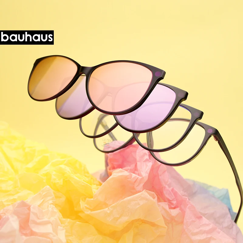 BauhausFashion papilionaceous оптическая оправа для женщин с 4 клипсами солнцезащитные очки