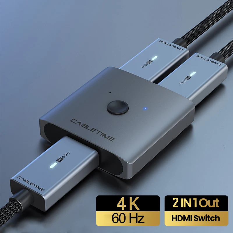 CABLETIME HDMI й  HDMI ó, PC Ʈ HDTV ڽ, ƺ  HDMI 2.0 C355, 2 in 1