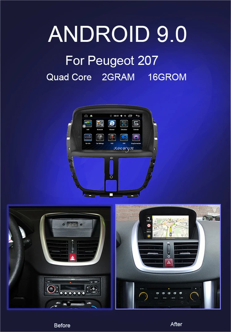 Quad core авто радио dvd-плеер автомобиля для peugeot 207 2007- gps навигация Радио Стерео Bluetooth USB multimedia gps карта