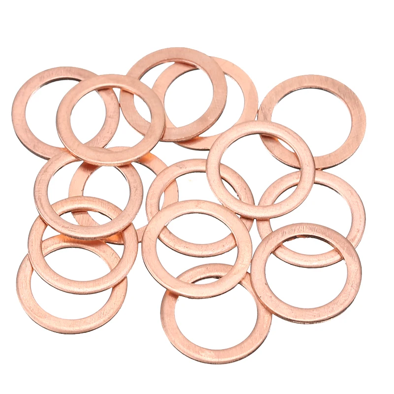 15pcs Solid Copper Crush Washer Flat Seal Ring Gasket Hel Motorcycle