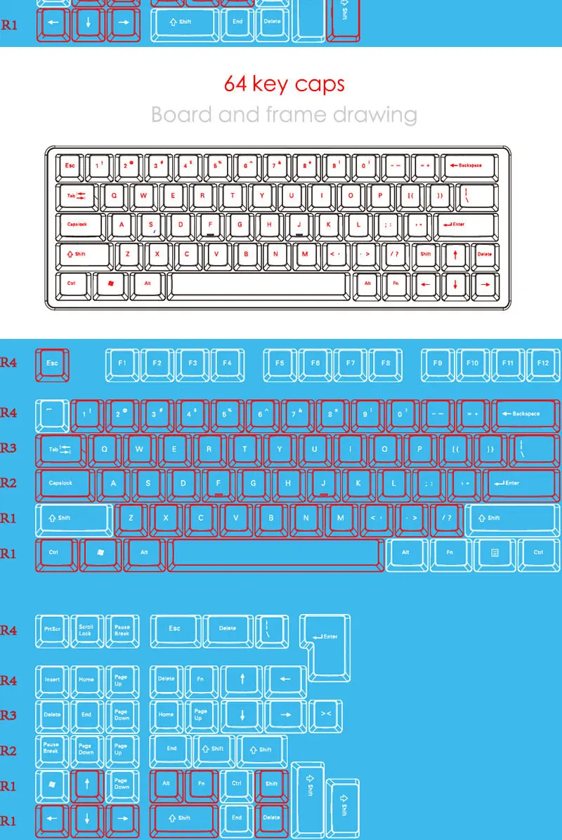 118keys OEM Mini Keycaps For Gaming Mechanical Keyboard 61/64/68/71/78/82/84/87 Keys Keyboard ISO Layout Spanish/French/English best office keyboard