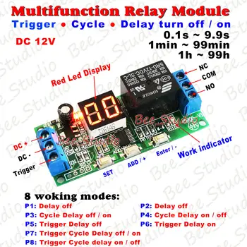

DC 5V 12V 24V Digital LED Multifunction Relay PLC Cycle Timer Module Delay Time Switch