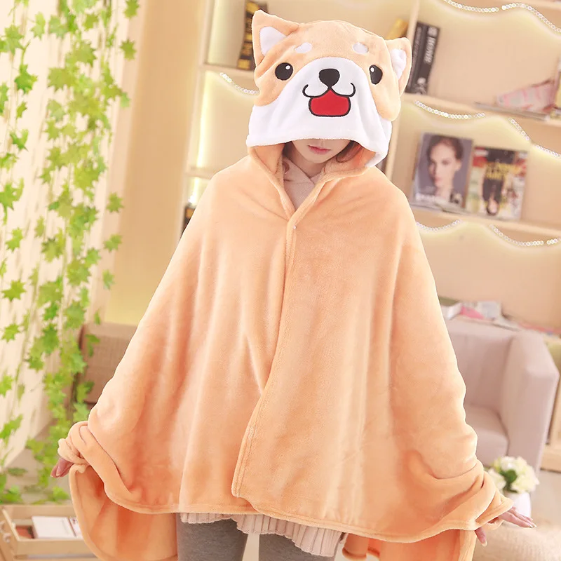 

Cute Shiba Inu Hamster Mantle Lazy Blanket Office Lunch Break Shawl Airable Blanket Second Element Cloak xue sheng tan