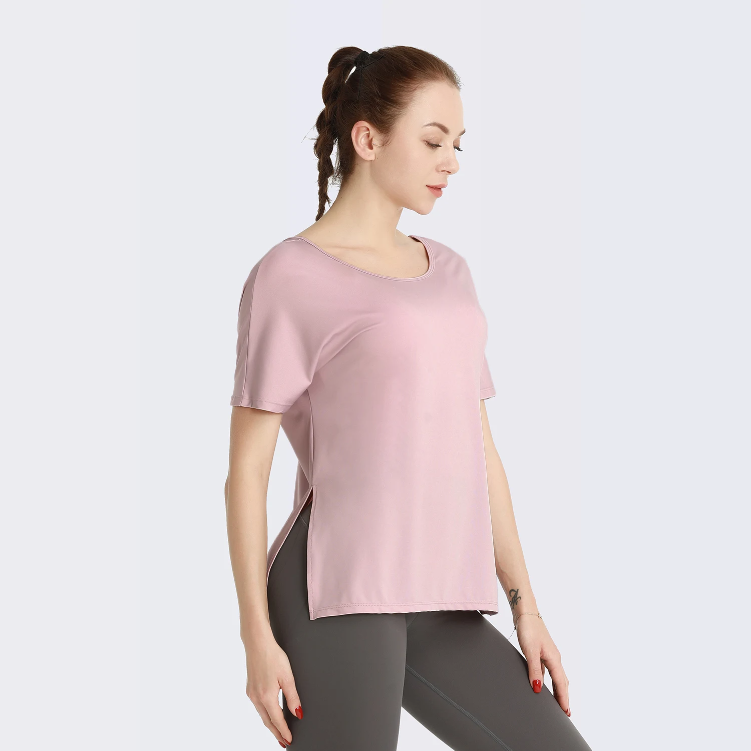 F.DYRAA Women Hollow Back Yoga Shirts Short Sleeve Top Sports T-Shirts Quick Dry Breathable Gym Shirts Female Fitness Sportswear