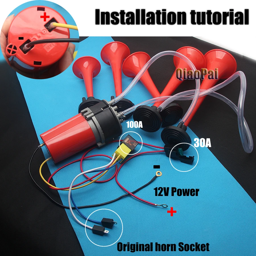 Автомобильный воздушный компрессор Refit 12 В музыкальный рожок с красным громким