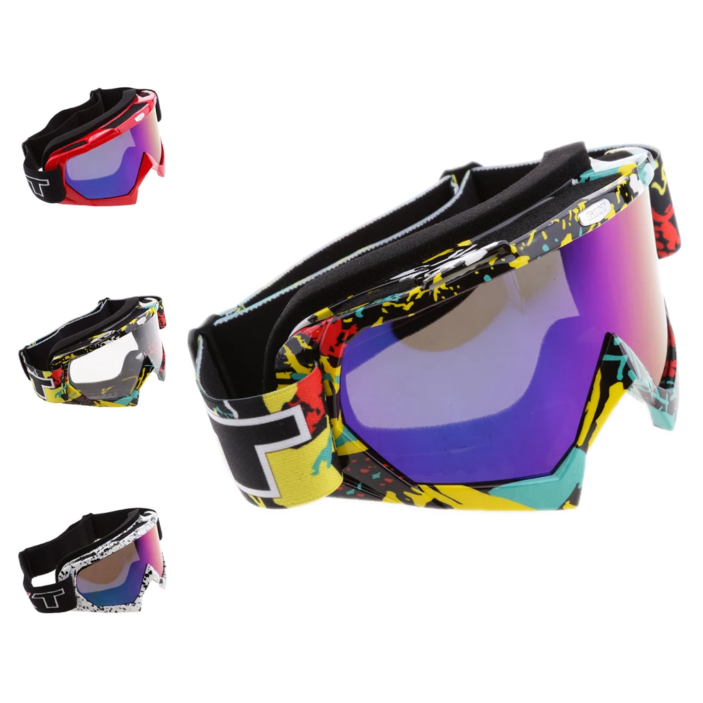 Motorcycle Motocross ATV Dirt Bike Goggles Anti-fog Eyewear Colorful/White