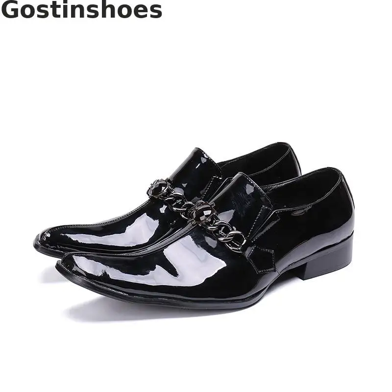 

Patent Leather Shining Leather Men Shoes Slip-on Leisure Business Men Shoes Black Color Casual Shoes Daily Wear