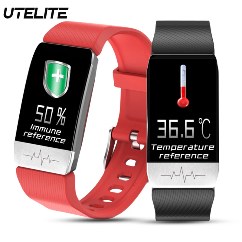 

UTELITE T1 Thermometer Smart Watch ECG Motion Trajectory Immunity Monitor Band Bluetooth Music Bracelet for XIaomi Huawei IPhone