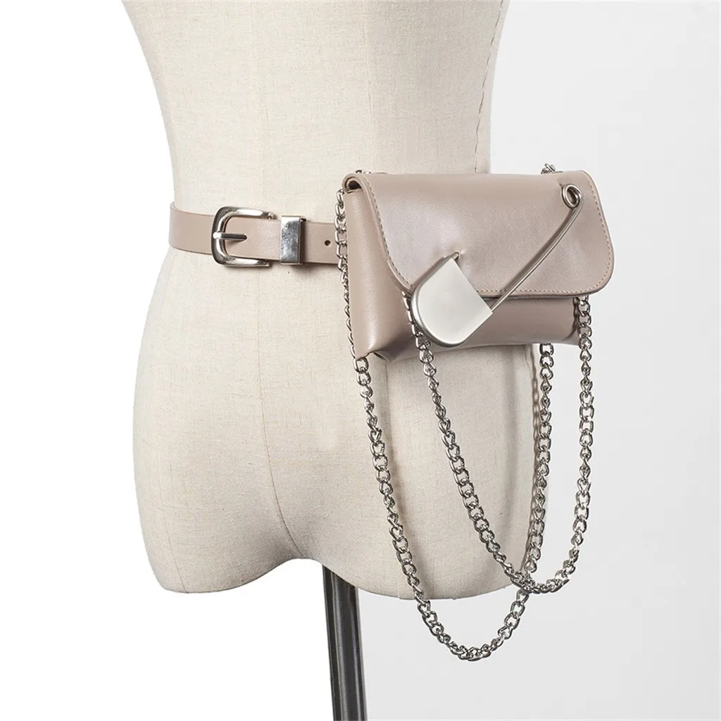 Женские поясные сумки, сумка-мессенджер, Новая креативная сумка в стиле ретро с цепочкой, широкий пояс, мягкий большой штырь, кожаные карманы bolso cintura