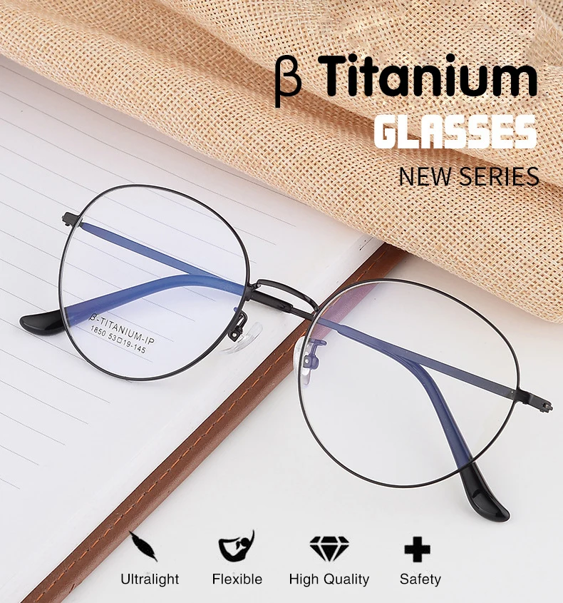 YOK'S чистый титан круглые гибкие очки тонкие оптические очки по рецепту оправа ультра-светильник украшения очки WN1200
