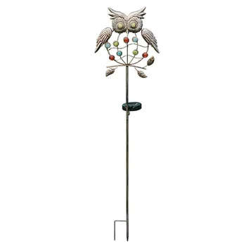 

Ground Insert Patio Landscape Yard Pathway Courtyard Wrought Iron Owl Shape Easy Install Lawn Outdoor Garden LED Solar Lights