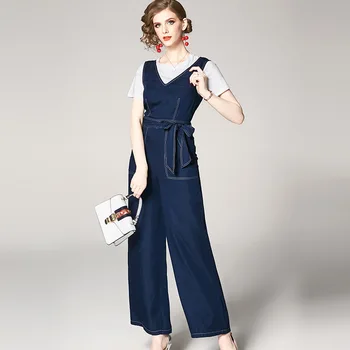 

Lady Strap Jumpsuit Woman Long Vest Wide Leg Rompers Ladies Casual Overalls Ladies Wild Playsuit