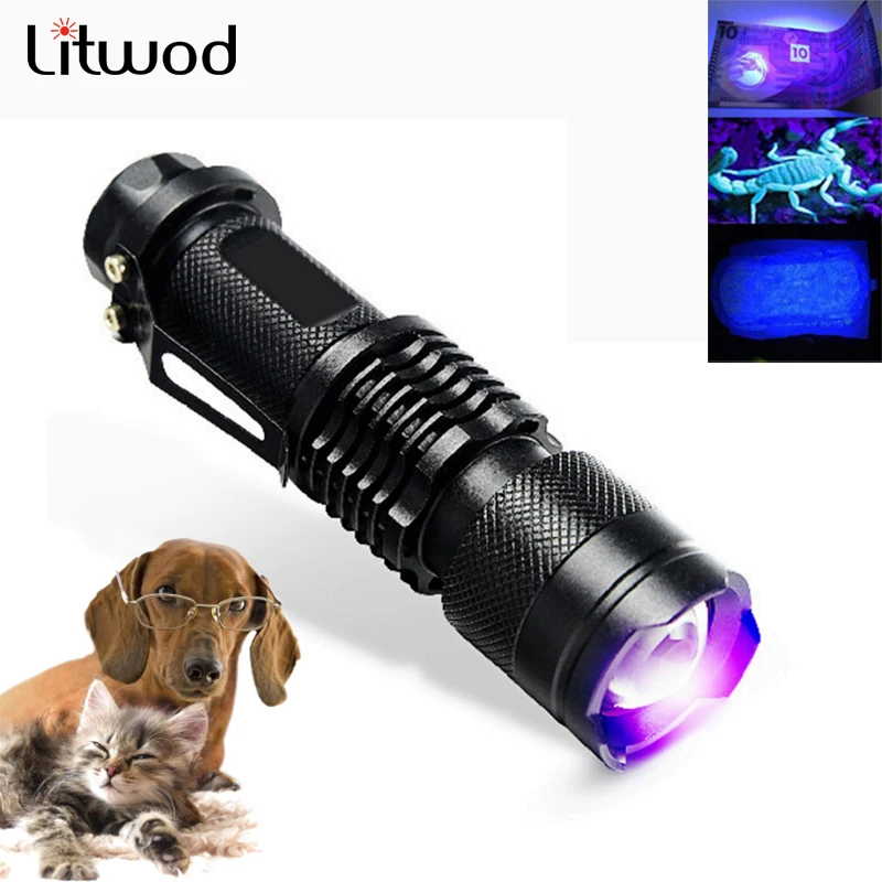 

Litwod Z40 UV Flashlight Ultra Violet Light With Zoom Function Mini UV Black Light Pet Urine Stains Detector Inspection banknote