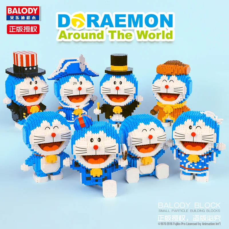 Balody Аниме Doraemon голубая кошка животное солдат волшебник зима 3D модель DIY Мини