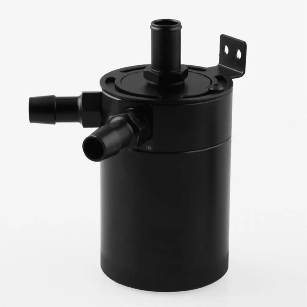 Aluminum Compact Baffled 2-Port Oil Catch Can Tank Inlet Outlet Separator