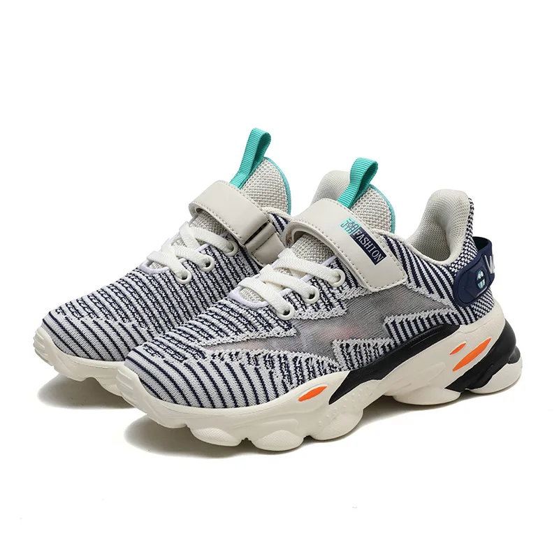 SD055Grey Модные кроссовки, дышащая Спортивная обувь для детей, Повседневная Уличная обувь для бега, удобная трикотажная обувь SD055 - Цвет: SD055Grey