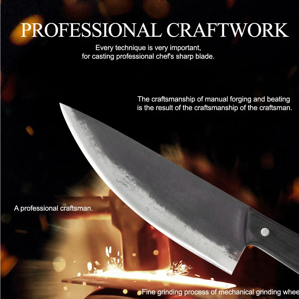 XYj 8 дюймов, нож шеф-повара ручной работы из кованой высокоуглеродистой стали, нож с деревянной ручкой, нож для мясника, инструменты для измельчения мяса, рыбы, стейка