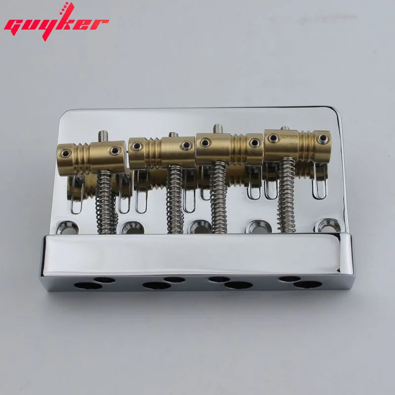 5 String Fixed Bridges Tailpiece Guyker Bass Bridge Assembly with Roller Saddles Chrome String Spacing 17mm Replacement for Jazz Bass or Precision Instruments 