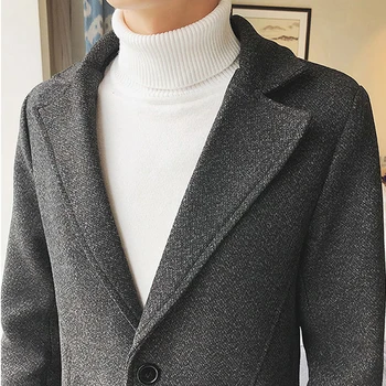 

mens coats and jackets 5xl Fashion Snowflake Cloth Warm Winter Coats Wool Cashmere overcoat Long Lapel Slim Trench Coat New