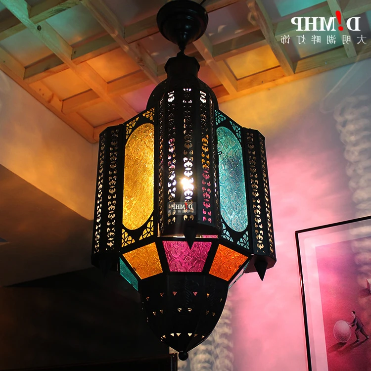 

Mediterranean Style Decoration Handmade Turkish Pendant Light Glass Shades Mosaic Pendant Lamp For Bar Coffee Shop hanging lamp