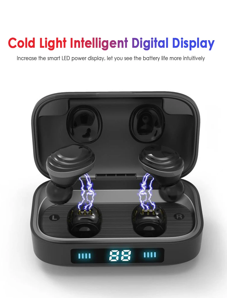Mr H01 Bluetooth 5,0 наушники TWS настоящие беспроводные Bluetooth наушники 9D стерео музыкальные наушники сенсорное управление 2000 мАч светодиодный дисплей