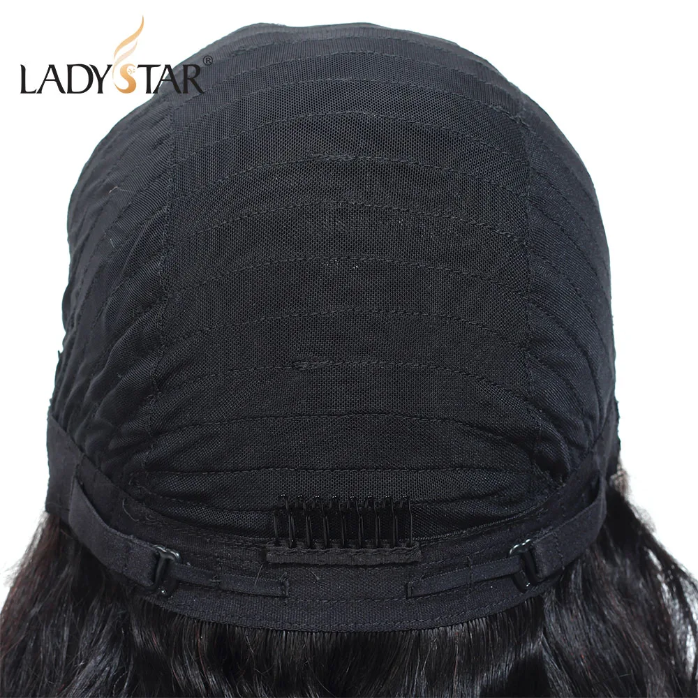LADYSTAR бразильские Т-образные кружевные человеческие волосы парики для черных женщин 16-26 дюймов remy волосы прямые парик натуральный черный с 150 плотностью