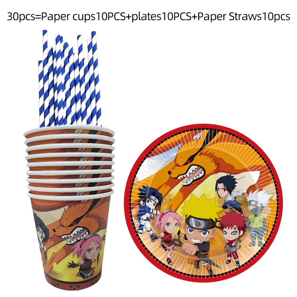 30/31/40/50pcs Anime Naruto Party Supplies Disposable Tableware Uchiha