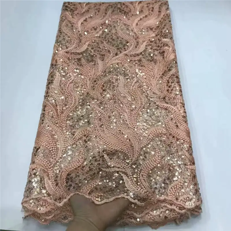 2020 NEW African net Lace Fabric High Quality Nigerian French Swiss voile With Sequins Tulle Fabrics 5yards For Dress A1112 | Дом и сад